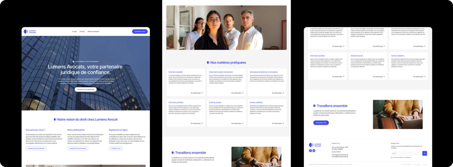 Lumens Avocats design template computer and mobile mockup designed by Eazyclick for legal services