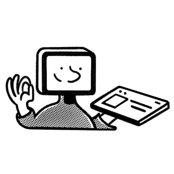 Eazyclick mascot showing a satisfied client with a website 